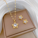 Gold-Plated Star Zircon Jewelry Set (Necklace & Earrings)