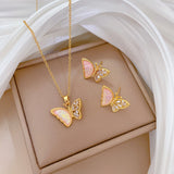 Product Titanium Steel Iridescent Butterfly Jewelry Set
