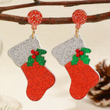 Glitter Christmas Stocking Earrings