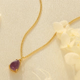 Titanium Steel Teardrop Gem Necklace