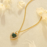 Titanium Steel Heart Gem & Zircon Necklace