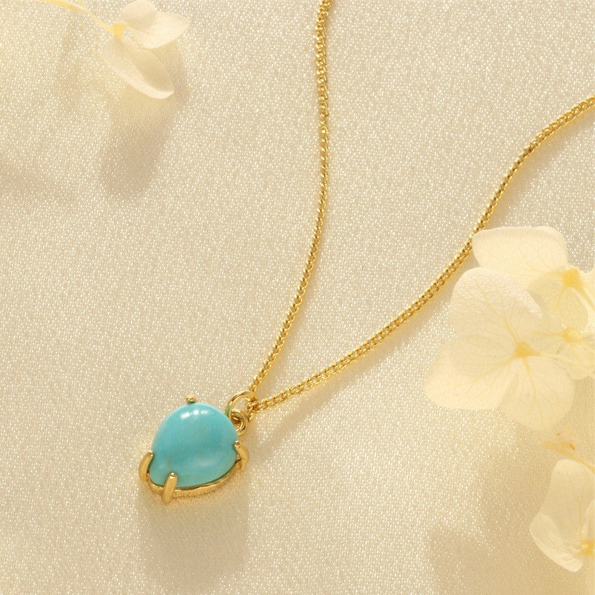 Titanium Steel Teardrop Gem Necklace