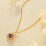 Titanium Steel Heart Gem & Zircon Necklace