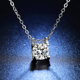 Silver Chain Simulated D-Color Moissanite Solitaire Pendant Necklace