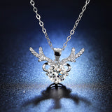 Silver Simulated D-Color Moissanite Elk Pendant Necklace