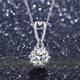 Silver Chain Simulated D-Color Moissanite Heart & Snowflake Pendant Necklace