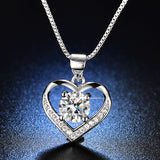 Silver Chain Simulated D-Color Moissanite Heart Pendant Necklace