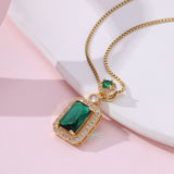 Titanium Steel Emerald Zircon Necklace