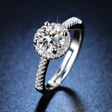 Simulated Moissanite 1-Carat Halo-Setting Women's Engagement Ring