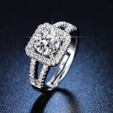 Simulated Moissanite 1-Carat Square Halo Women's Engagement Ring