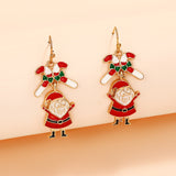 Gold Santa & Candy Cane Christmas Earrings