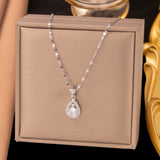 Titanium Steel Teardrop Zircon Necklace