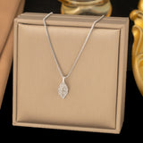 Titanium Steel Leaf Zircon Necklace