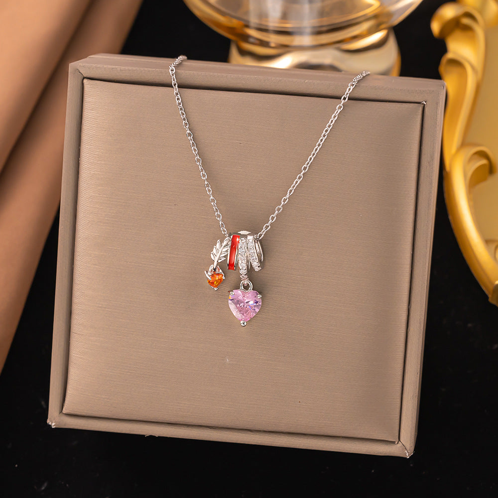 Titanium Steel Heart Charm Necklace