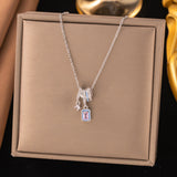 Titanium Steel Rectangular Gem & Star Necklace