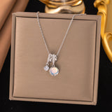 Titanium Steel Mother-of-Pearl & Zircon Necklace