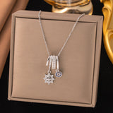 Titanium Steel Smile Sun & Evil Eye Necklace