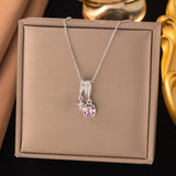 Titanium Steel Star & Pink Rectangular Gem Necklace