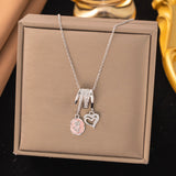 Titanium Steel Heart & Floral Enamel Necklace