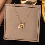 Titanium Steel Heart Star & Gem Necklace