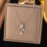 Titanium Steel Star & Pearl Zircon Necklace