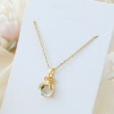 Titanium Steel Transparent Gem & Zircon Necklace