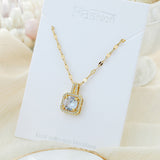 Titanium Steel Square Gemstone-Accented Clavicle Necklace