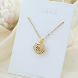 Titanium Steel Fortune Cat "Fu" Full-Diamond Clavicle Necklace