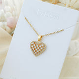 Titanium Steel Full-Diamond Heart Pendant Clavicle Necklace