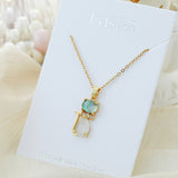 Titanium Steel Cat-Shaped Gemstone-Accented Clavicle Necklace