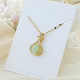 Titanium Steel Jade-Accented Money Pouch Diamond Clavicle Necklace