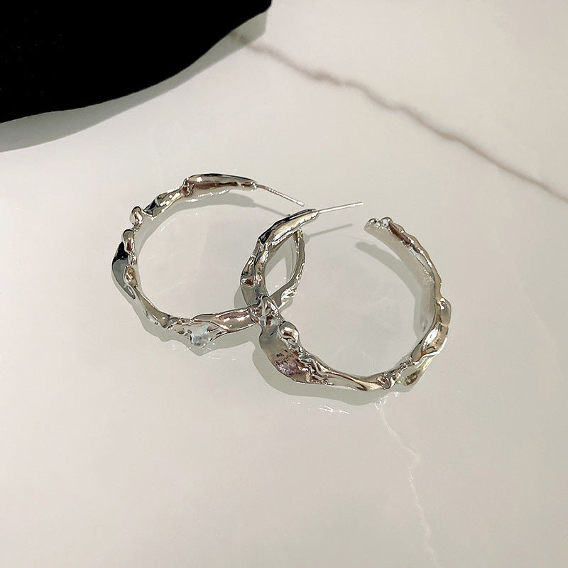 Silver Niche Hoop Earrings (2 Styles, Silver Needles)
