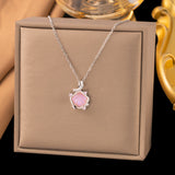 Titanium Steel Iridescent Shell Pendant Necklace