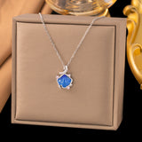 Titanium Steel Iridescent Shell Pendant Necklace