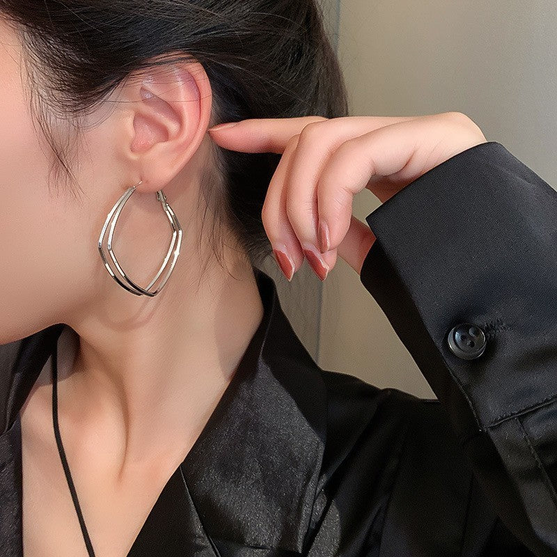 Geometric Hoop Earrings (3 Styles, Silver Needles)
