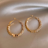 Rhinestone Hoop Earrings (Gold & Silver, Silver Needles)