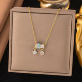 Titanium Steel Star & Circle Charm Necklace