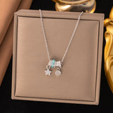 Titanium Steel Star & Circle Charm Necklace