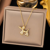Titanium Steel Balloon Dog Pendant Necklace