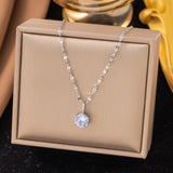 Titanium Steel Solitaire Gem Pendant Necklace