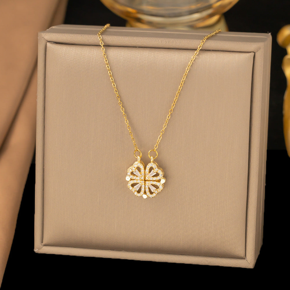 Titanium Steel Clover Pendant Necklace