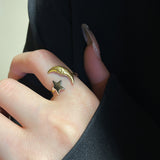 Star Moon Open Ring (18K Gold Plated, Stainless Steel)