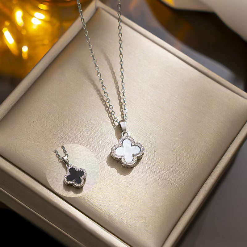 Titanium Steel Four-Leaf Clover Pendant Necklace