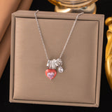 Titanium Steel Heart & Wing Charm Necklace