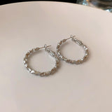 Cube Beaded Hoop Earrings (Gold & Silver, Silver Needles)