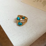 Turquoise Multi-Design Open Rings (18K Gold Plated, Stainless Steel)