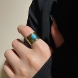 Turquoise Multi-Design Open Rings (18K Gold Plated, Stainless Steel)