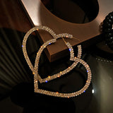 Rhinestone Heart Hoop Earrings (Gold & Silver, Silver Needles)