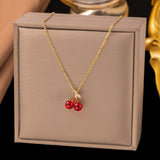 Titanium Steel Cherry Pendant Necklace