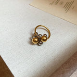 Two - Tone Metal Ball Open Ring
